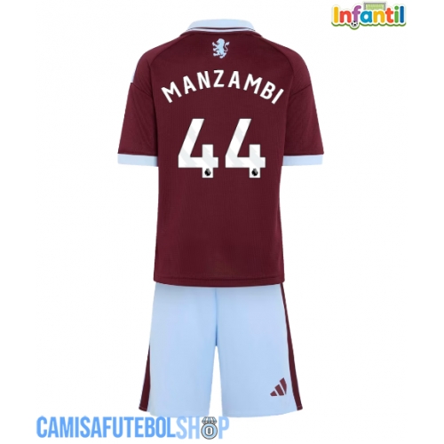 Camisa de time de futebol Aston Villa Johan Manzambi #44 Replicas 1º Equipamento Infantil 2026-27 Manga Curta (+ Calças curtas)